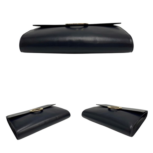 CELINE Circle Logo Metal Fittings Calf Leather Genuine 2way Shoulder Bag Poch... - Picture 6 of 10